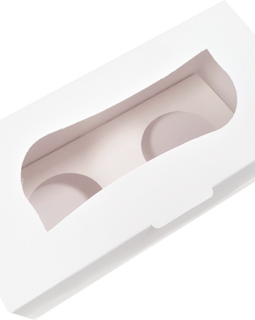 White cupcake boxes, 2 pieces with display - 20x10x10 cm + white inner support