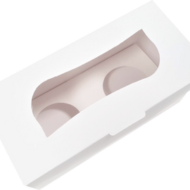 Cupcake Schachtel Weiss, 2 Stück mit Display - 20x10x10 cm + weiße Innenstütze r
