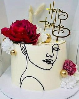 6 Stück Lady Line Art Gesicht Kuchen-Schablonen