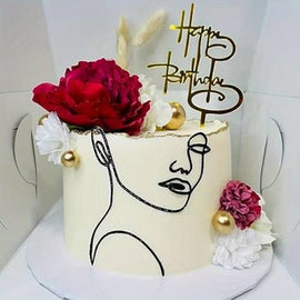 6 Stück Lady Line Art Gesicht Kuchen-Schablonen