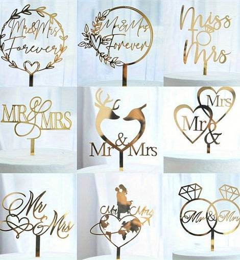Torten Topper Acryl 9 Stück Mr&Mrs