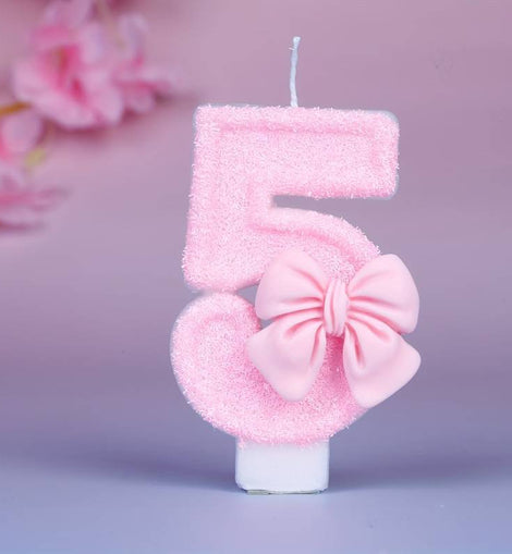 Rosa Schmetterling Nummer 5 Kerze