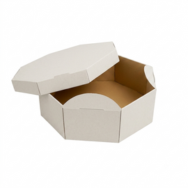 Boîtes à gâteaux octogonales avec couvercles 35 x 35 x 12 cm blanches