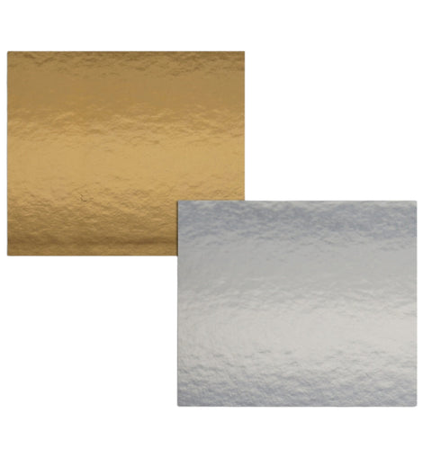 5 cake plates, double-sided - gold-silver mirrored - square - 24x24 cm, 2 mm thick