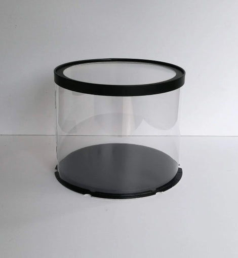 Boîte à gâteau/boîte cadeau, transparente/noire, Ø 30 cm, 25 cm de hauteur