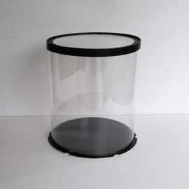 Cake box/gift box, transparent/black, Ø 30cm, 35cm high