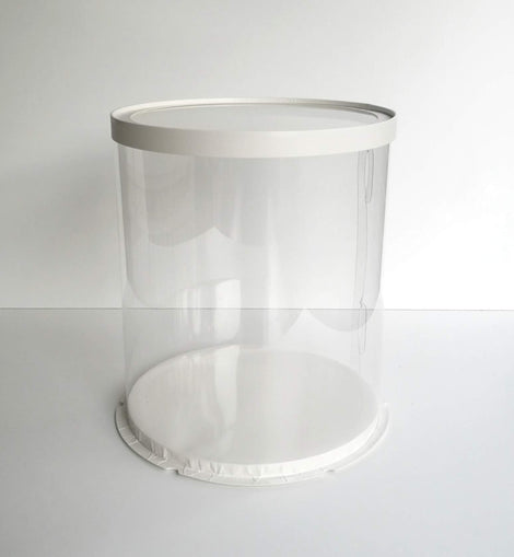 Cake box/gift box, transparent/white, Ø 30cm, 35cm high