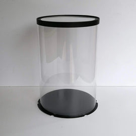 Cake box/gift box, transparent/black, Ø 30cm, 45cm high