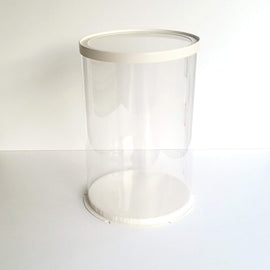 Cake box/gift box, transparent/white, Ø 30cm, 45cm high