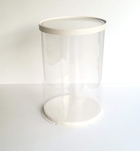 Cake box/gift box, transparent/white, Ø 30cm, 45cm high