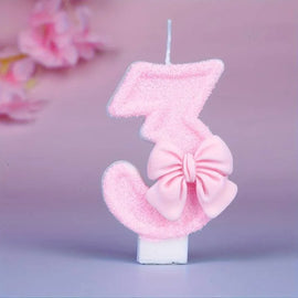 Rosa Schmetterling Nummer 3 Kerze