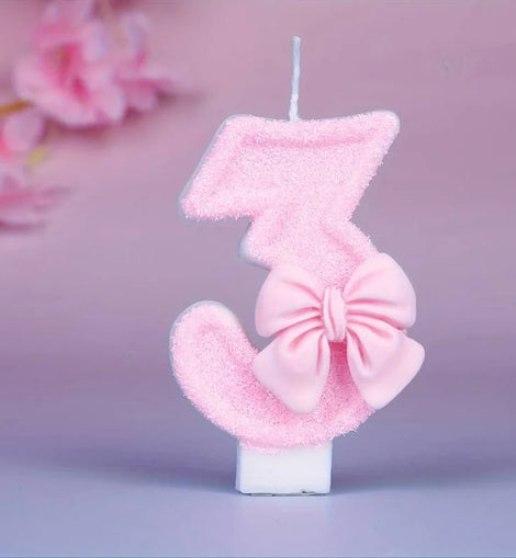 Rosa Schmetterling Nummer 3 Kerze