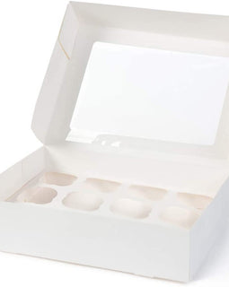Cupcake Schachtel Weiss, 12 Stück mit Display - 25x35x9 cm + weiße Innenstütze