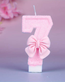 Rosa Schmetterling Nummer 7 Kerze