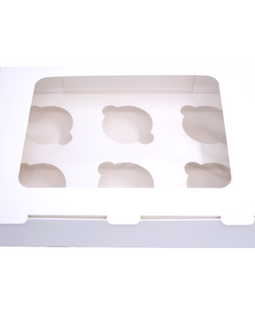 White cupcake box, 9 pieces with display - 23x23x10cm + white inner support