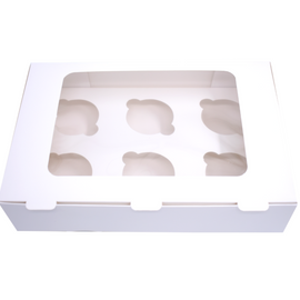 Cupcake Schachtel Weiss, 9 Stück mit Display - 23x23x10cm + weiße Innenstütze