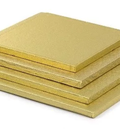 Gold cake plate, 30.5x30.5cm square, 12mm thick