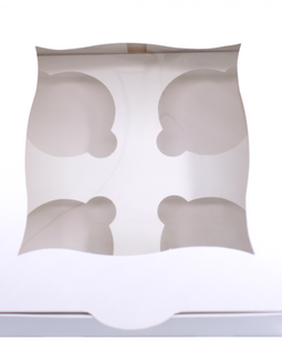 Cupcake box with display 17.5x17.5x8.5cm (4 pieces)