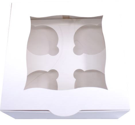 Cupcake box with display 17.5x17.5x8.5cm (4 pieces)