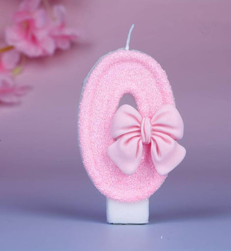 Rosa Schmetterling Nummer 0 Kerze