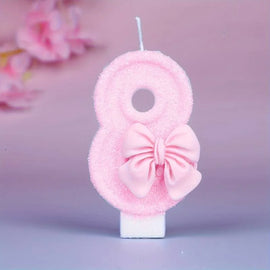 Rosa Schmetterling Nummer 8 Kerze