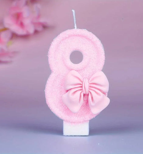 Rosa Schmetterling Nummer 8 Kerze