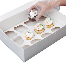 Cupcake Schachtel Weiss, für 12 Stück - 35x25x9 cm + weiße Innenstütze