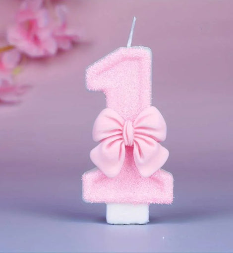 Rosa Schmetterling Nummer 1 Kerze