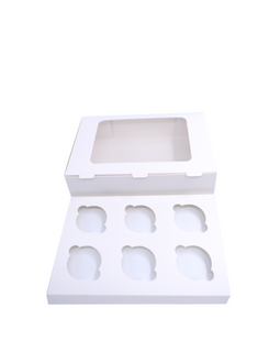 Cupcake Schachtel Weiss, 9 Stück mit Display - 23x23x10cm + weiße Innenstütze