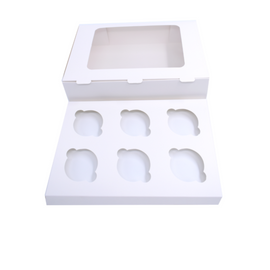 Cupcake Schachtel Weiss, 9 Stück mit Display - 23x23x10cm + weiße Innenstütze