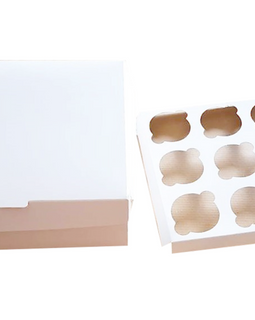 Cupcakes Schachteln 23x23x10 cm (9 Stück) + weiße Innenstütze