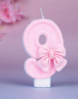 Rosa Schmetterling Nummer 9 Kerze