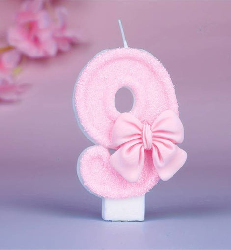 Bougie papillon rose numéro 9