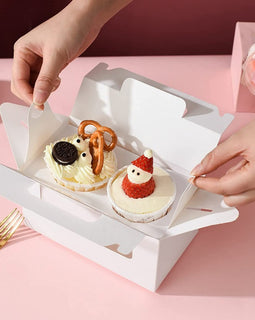 Cupcake Schachtel Weiss, 2 Stück mit Display - 20x10x10 cm + weiße Innenstütze r