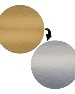 5 Tortenplatten zweiseitig 39cm/3mm GOLD-SILBER spiegelnd rund
