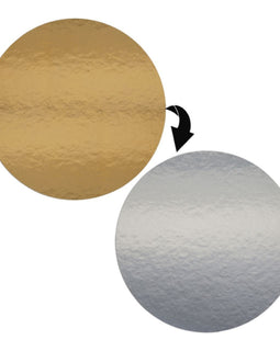 5 Tortenplatten zweiseitig 29cm/3mm GOLD-SILBER spiegelnd rund