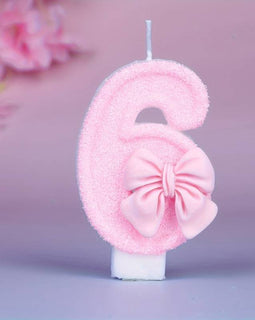 Rosa Schmetterling Nummer 6 Kerze