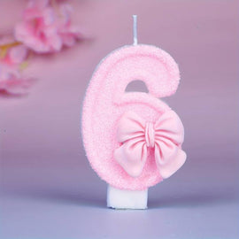 Rosa Schmetterling Nummer 6 Kerze