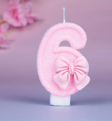 Rosa Schmetterling Nummer 6 Kerze