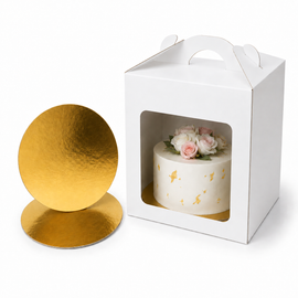 Tortenschachtel 33×33×35 + Gold Ø32 cm 3mm