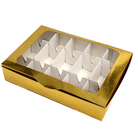 Golden boxes with display and divider 26x18x5 10 pieces - Cake Pops