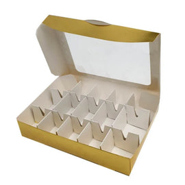 Golden boxes with display and divider 26x18x5 10 pieces - Cake Pops