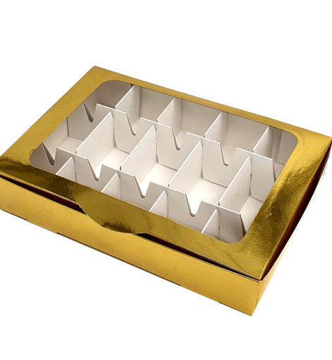 Golden boxes with display and divider 26x18x5 10 pieces - Cake Pops