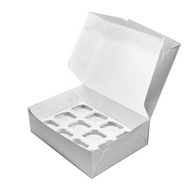 Cupcake Schachtel Weiss, für 12 Stück - 35x25x9 cm + weiße Innenstütze
