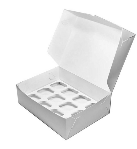 White cupcake box, for 12 cupcakes - 35x25x9 cm + white inner support