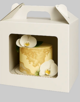 Tortenschachtel Weiss 33x33x35 cm mit Griff & Sichtfenster