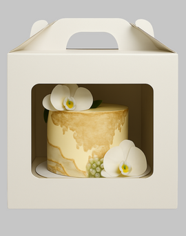 Tortenschachtel Weiss 33x33x35 cm mit Griff & Sichtfenster