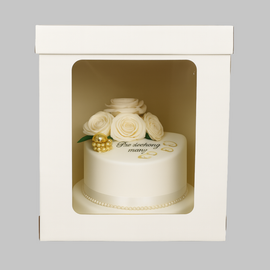 White cake box 28x28x35 cm body + lid (thick cardboard)