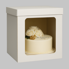 White cake box 28x28x35 cm body + lid (thick cardboard)