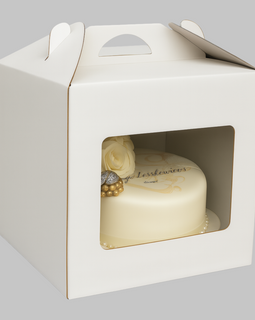 Tortenschachtel weiß 28x28x30 mit Griff und Display (копия) (копия)